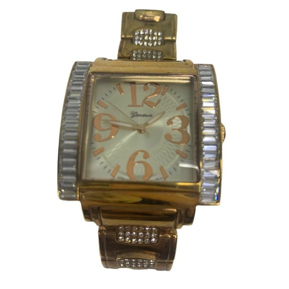 Geneva Platinum 7339 Men's Rose Gold Stainless Steel Wristwatch Embellished